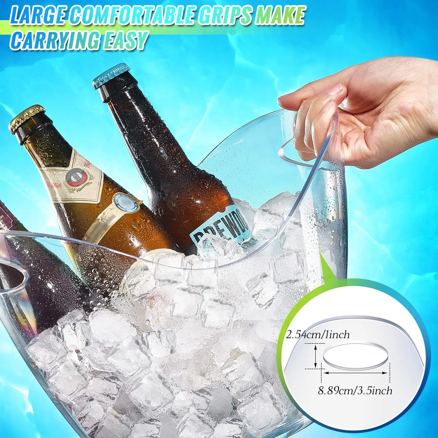 Plastic Clear Ice Bucket with Ice Scoops Clear Acrylic Ice Tub Plastic Wine Bucket Party Beverage Chiller Bin Parties Ice Bucket for Wine Champagne or Beer (24 Pieces, 4 Liters)