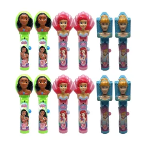 Pop Ups! Disney Princess Lollipop Holder | Collectable Disney Toy Lollipop Case | Princess Party Favors for Halloween, Goodie Bags, Piñata Candy, Game Prizes | Ariel, Moana and Cinderella - Bulk Set of 12 | Lollipops Included