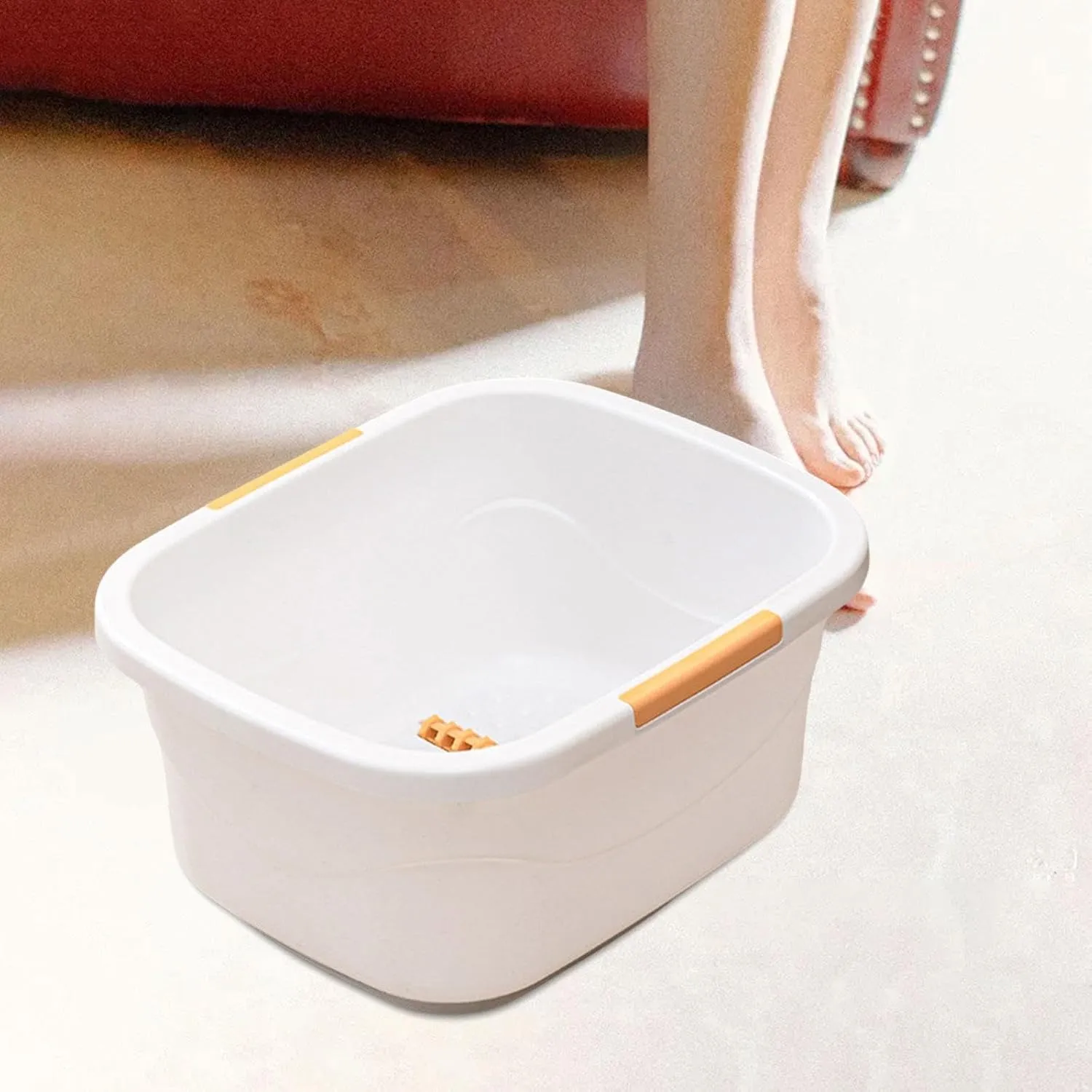 Portable Foot Soak Basin for Relaxing Feet, Pedicure Bucket and Bath, White L