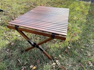 Portable Picnic Table, Camping Table, Foldable with Carry Bag, Easy and Convenience to Use Two Sizes Two Colors (Caramel, Large)