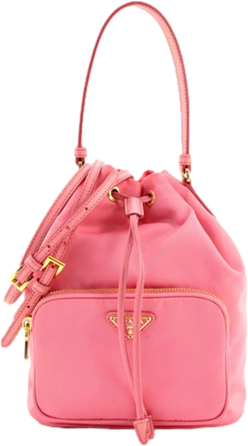 Prada Bags For Women Re-Nylon Saffiano Duet Bucket Crossbody Bag Small Begonia Pink 1BH038 Handbags For Women