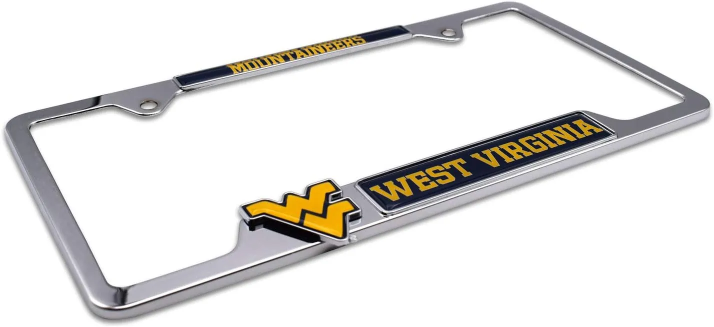 Premium All Metal Mascot License Plate Frame w/ 3D Logos - Second Generation (West Virginia)