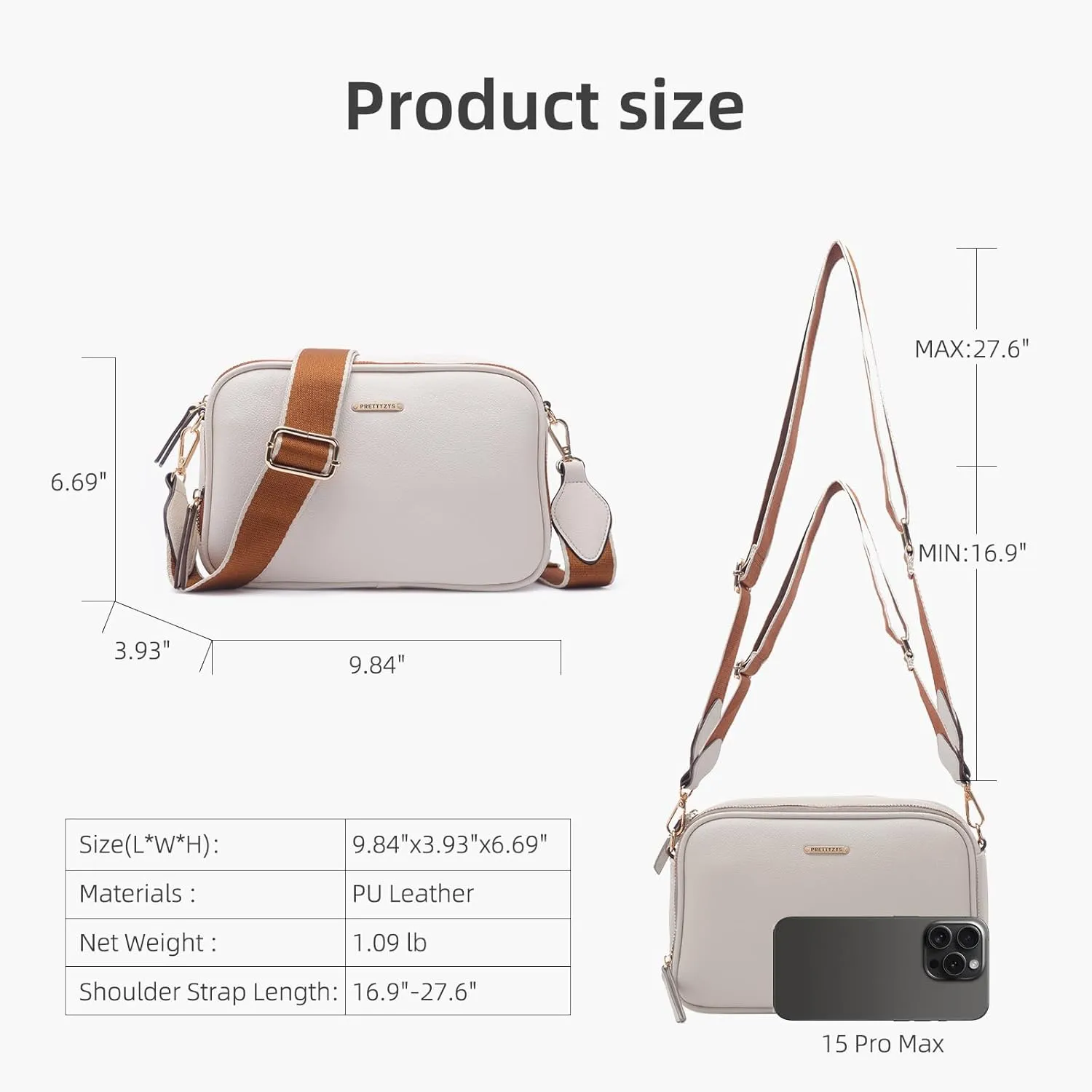 Prettyzys Crossbody Bags for Women, Medium Size Shoulder Handbags, Satchel Purse with Multi Zipper Pocket