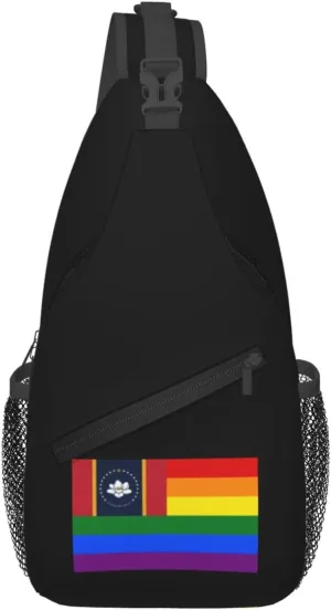 Pride Rainbow LGBT Flag of Mississippi Crossbody Bags For Women Men Chest Backpack Gym Shoulder Bag Travel Outdoor Sports Casual Crossbody Bags