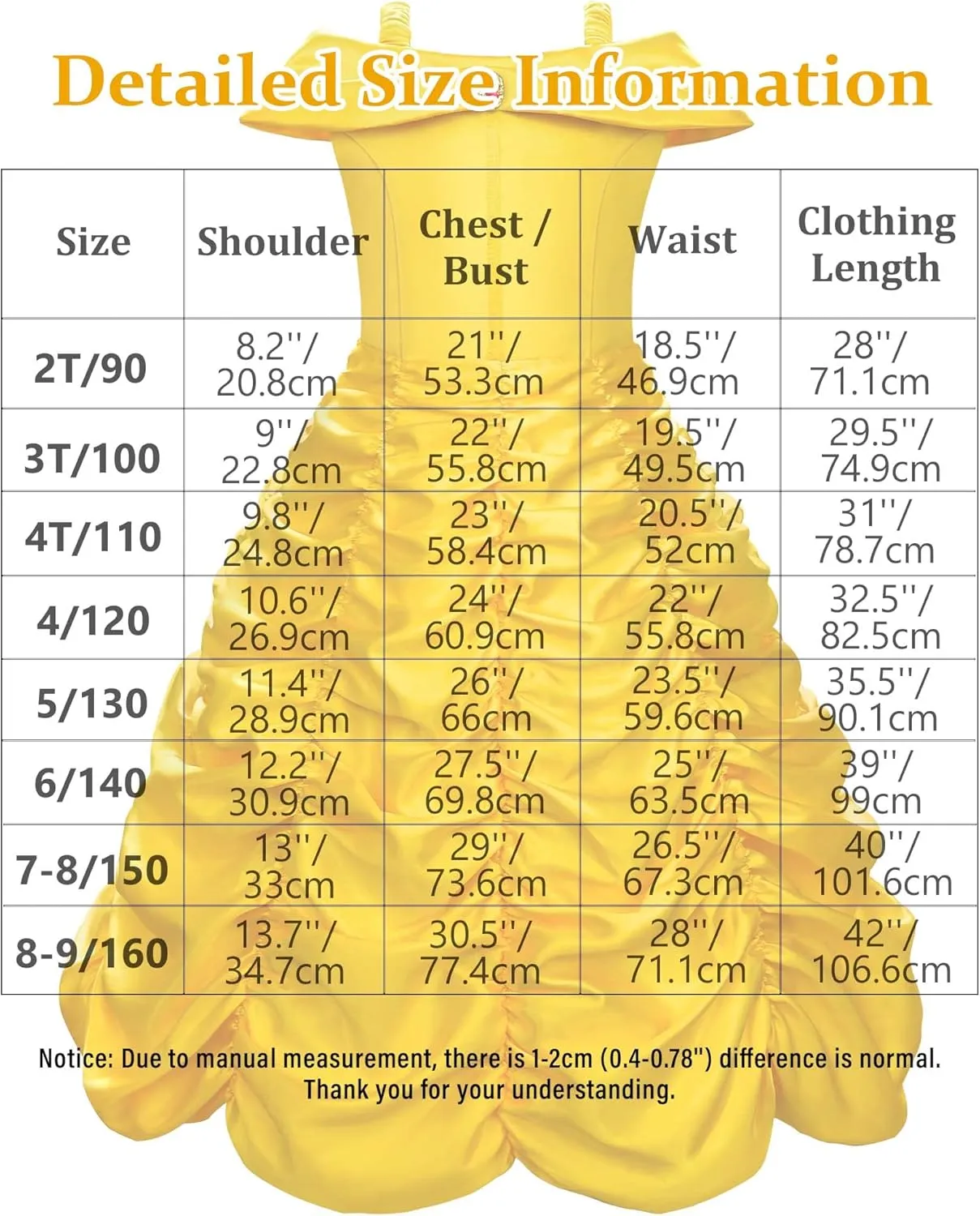 Princess Costume Dresses for Girls Costumes Halloween Cosplay Birthday Outfit Yellow
