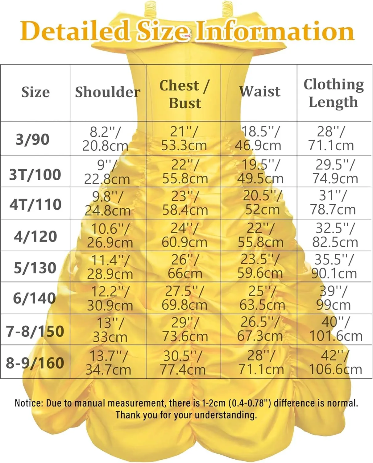 Princess Costume Dresses for Girls Costumes Halloween Cosplay Birthday Outfit Yellow
