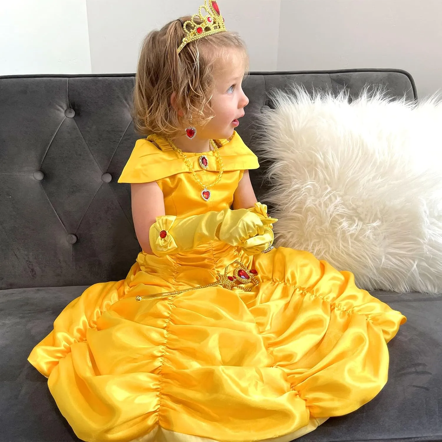 Princess Costume Dresses for Girls Costumes Halloween Cosplay Birthday Outfit Yellow