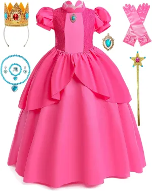 Princess Costume for Girls Cosplay Dress Halloween Birthday Party Dress Up Outfit 3-12Y