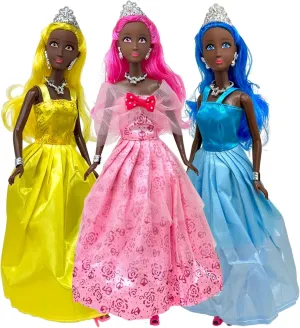 Princess Doll Set for Girls, 3 Little Dolls for Dollhouse Fairy Tale | 11.5” Princess Dolls for 3-12 Year Old Girls | Princess Toy Dolls with Pretty Mermaid Hair