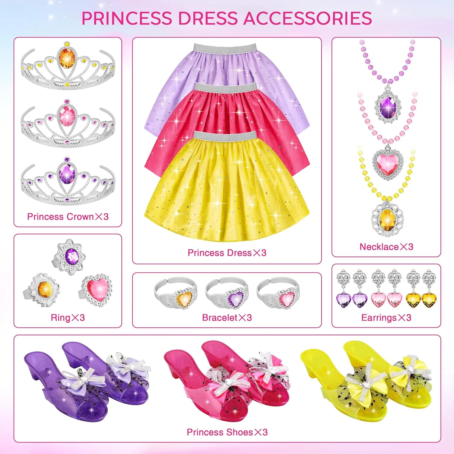 Princess Dress Up Toys & Jewelry Boutique,Girl Role Play Gifts,Kids Toys for 3-6 Years Girl Toddler ​B-Day Party Favors