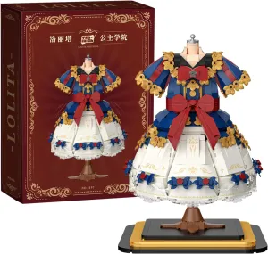 Princess Lolita Dress Suit Building Set for Girls Age 8-12, Fairy Tale World Mini Dress Up Toys, 1708 Pcs, 15.5*15.5*20cm, Perfect Birthday Present for Princess Toys Lovers(2197 Red)