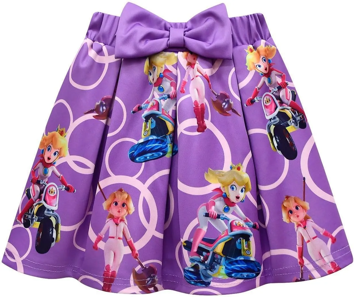 Princess Peach Cosplay Costume Girls Kids Cartoon Short Sleeve Tutu Skirt Dance Dress 2Pcs Outfit Top Tee