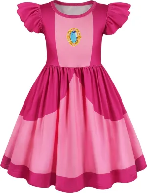 Princess Peach Rosalina Daisy Costume Dress for Girls Halloween Cosplay Fancy Dresses Birthday Party 3-12 Years