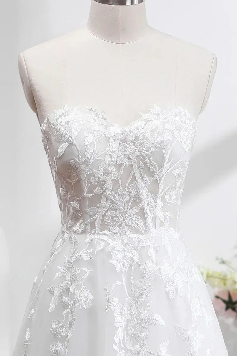 Princess Tulle Lace Off Shoulder Puff Sleeves Formal Dress