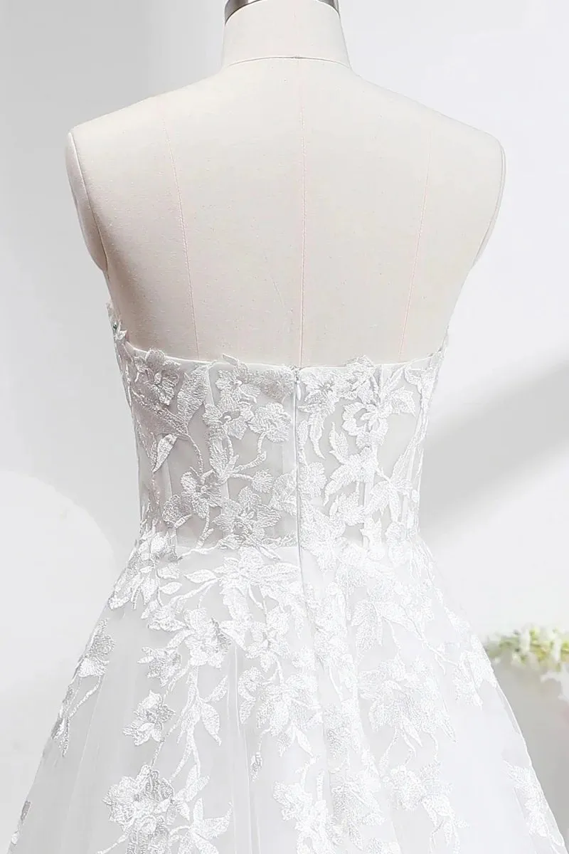 Princess Tulle Lace Off Shoulder Puff Sleeves Formal Dress