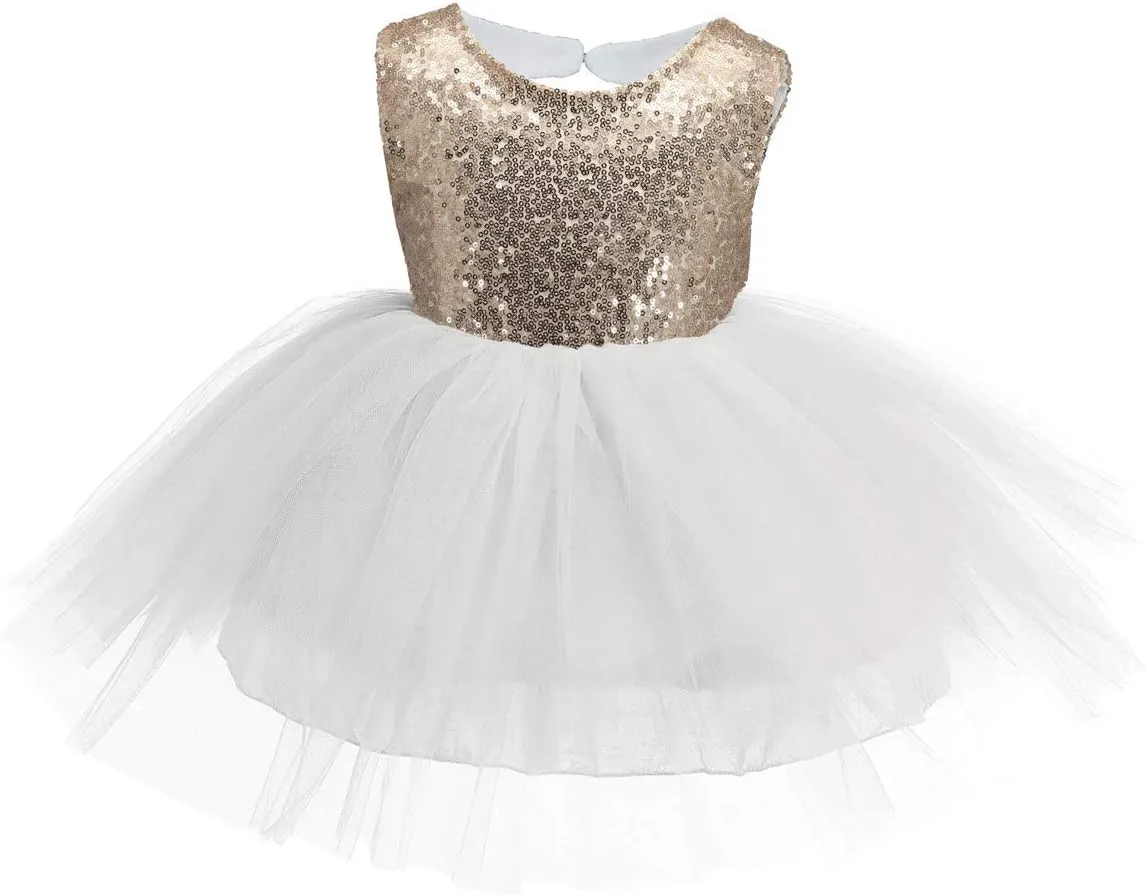 Princess Tulle Tutu Girl Dress Wedding Pageant Party Baby Dresses Sequin Backless Lace Flowers Newborn-7 Years