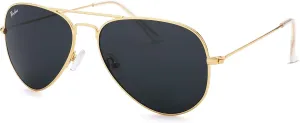 Pro Acme 55MM Glass Small Aviator Sunglasses, Classic Metal Frame UV400 Protection for Men Women