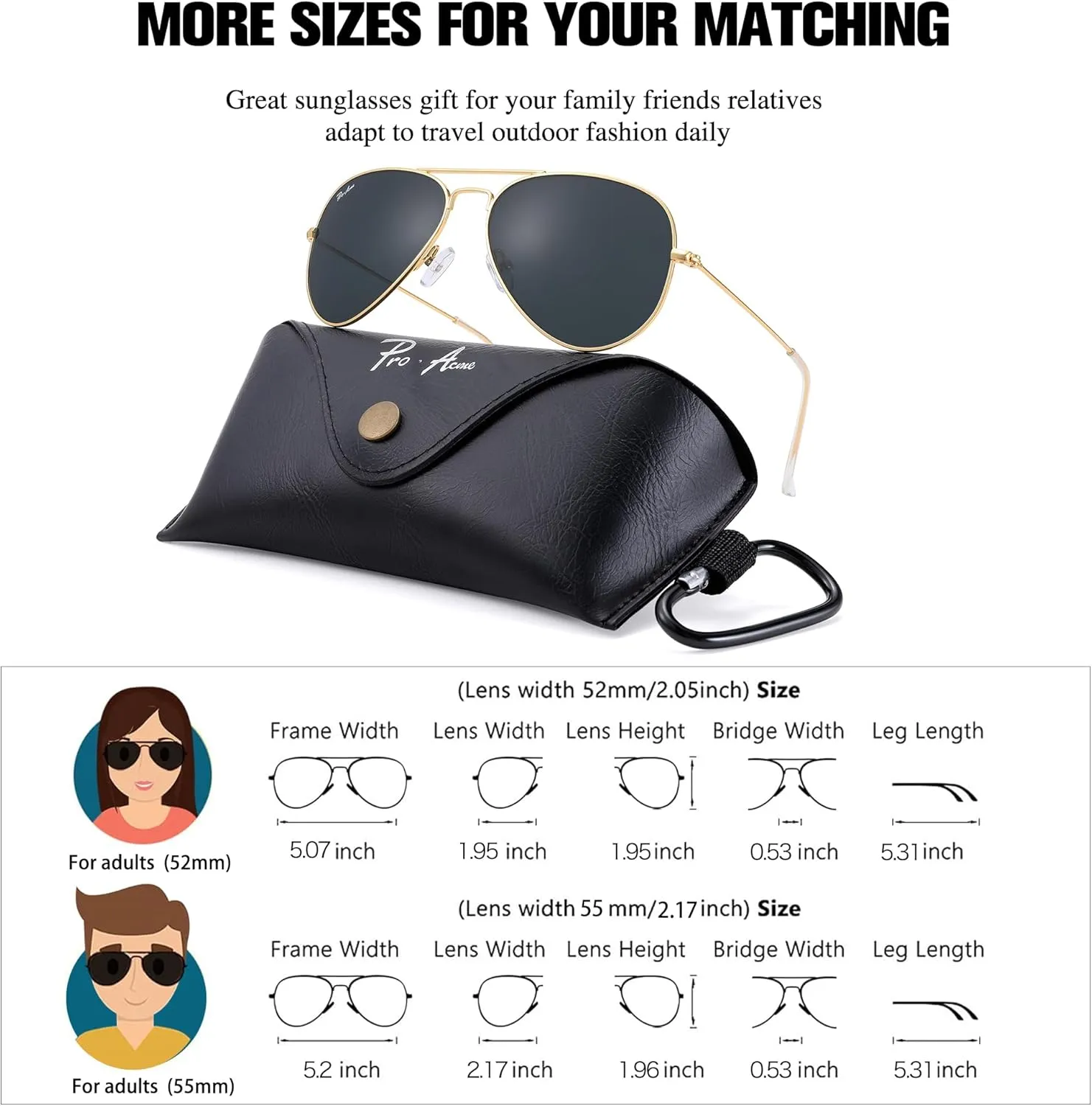 Pro Acme 55MM Glass Small Aviator Sunglasses, Classic Metal Frame UV400 Protection for Men Women