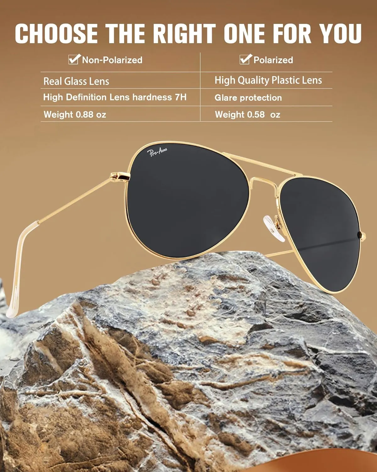 Pro Acme Classic Aviator Sunglasses for Women & Men Metal Frame UV400 Driver Sunglasses