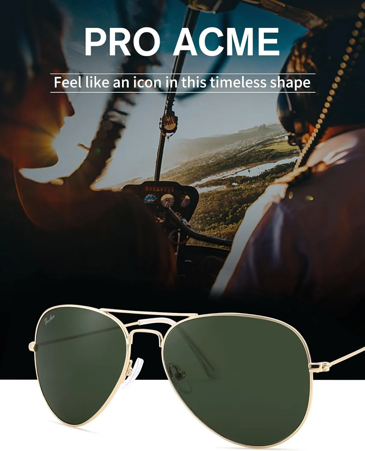 Pro Acme Classic Aviator Sunglasses for Women & Men Metal Frame UV400 Driver Sunglasses