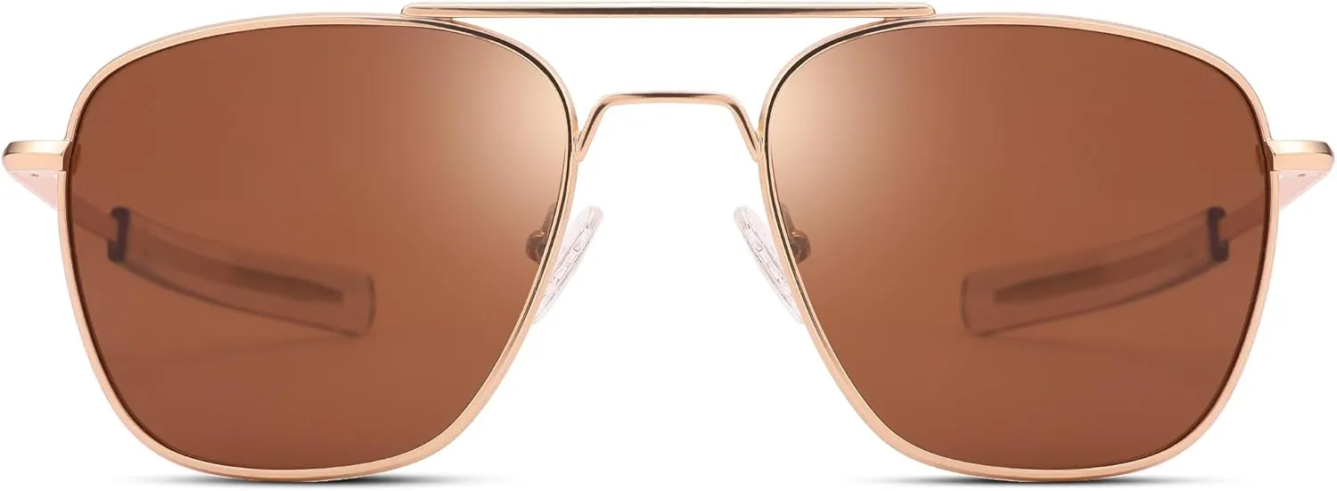 Pro Acme Sunglasses Men Polarized Aviator Sunglasses Military Style Metal Frame with Bayonet Temples