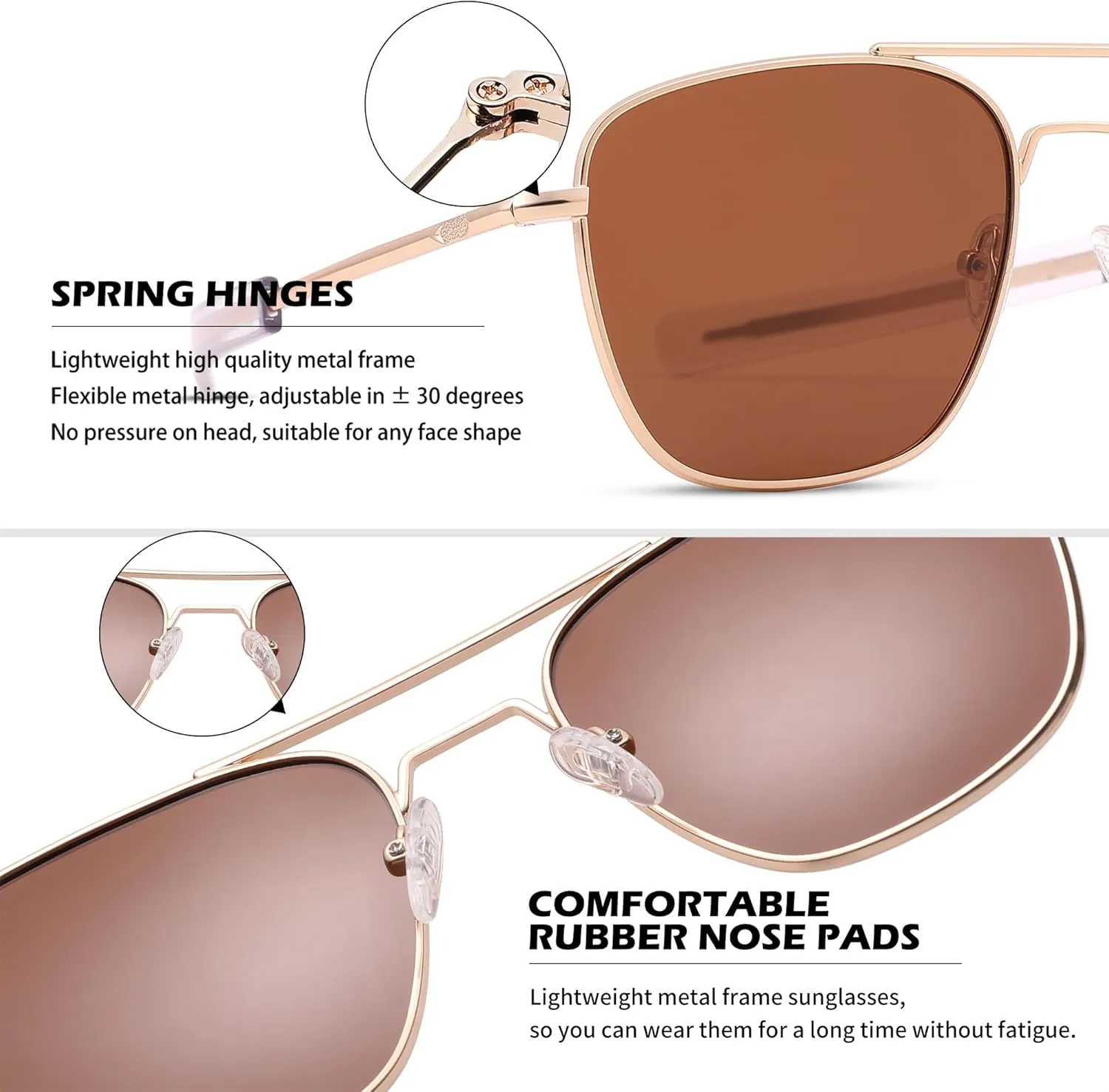 Pro Acme Sunglasses Men Polarized Aviator Sunglasses Military Style Metal Frame with Bayonet Temples
