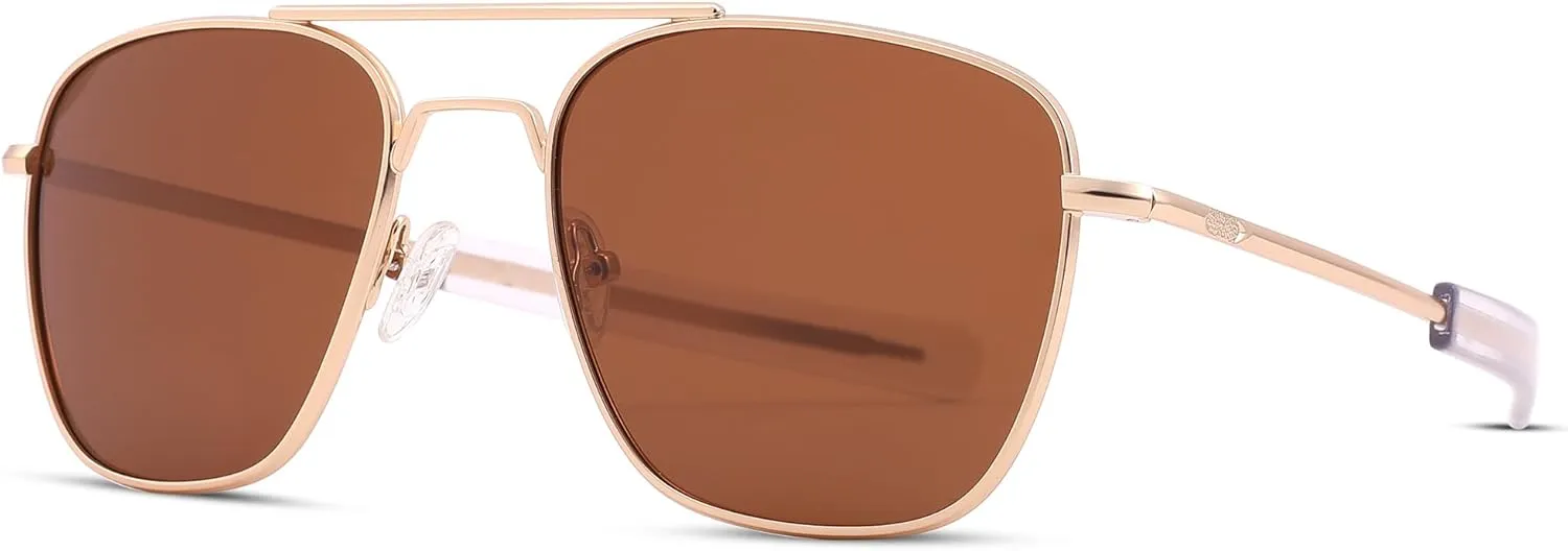Pro Acme Sunglasses Men Polarized Aviator Sunglasses Military Style Metal Frame with Bayonet Temples