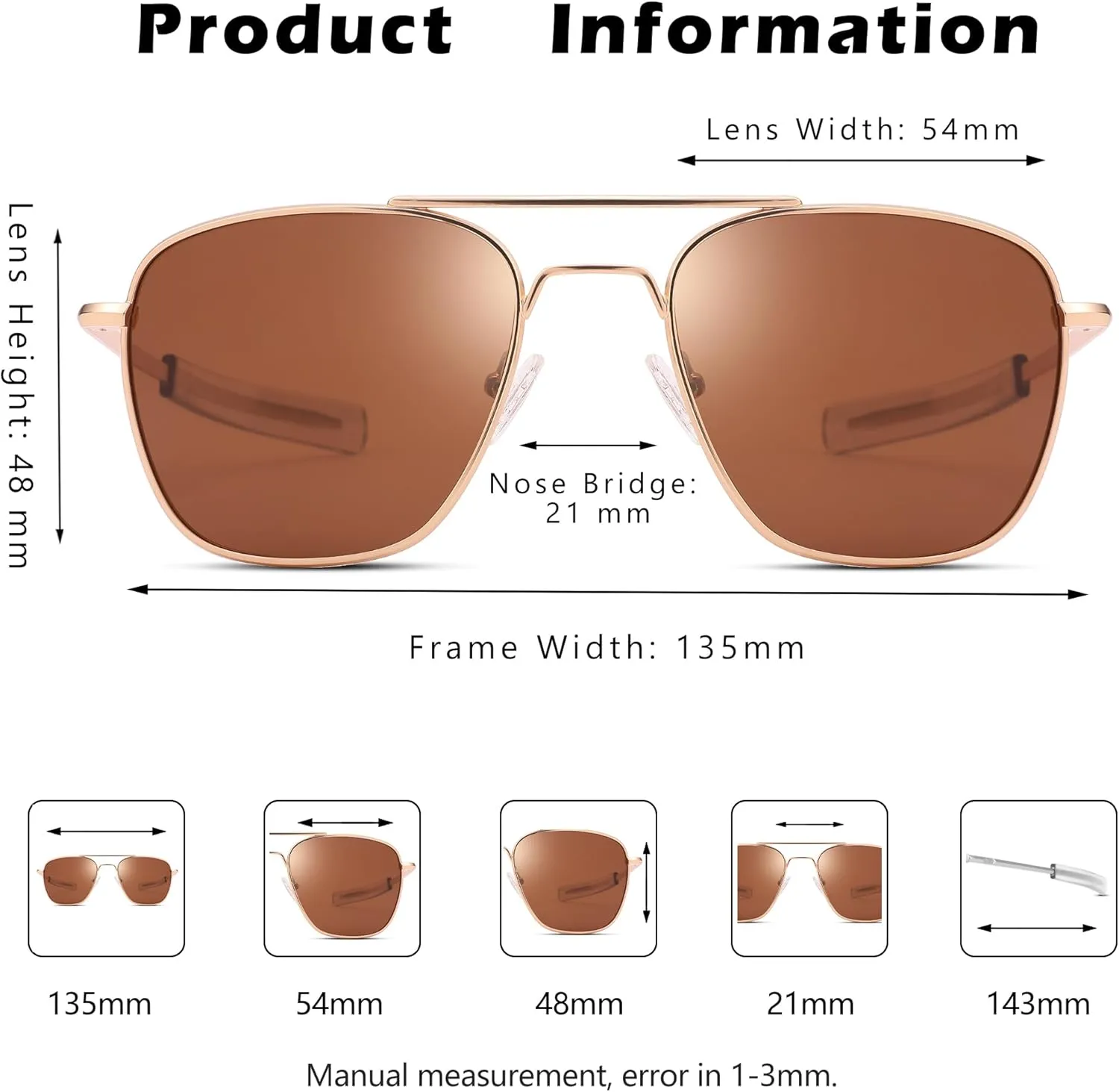 Pro Acme Sunglasses Men Polarized Aviator Sunglasses Military Style Metal Frame with Bayonet Temples