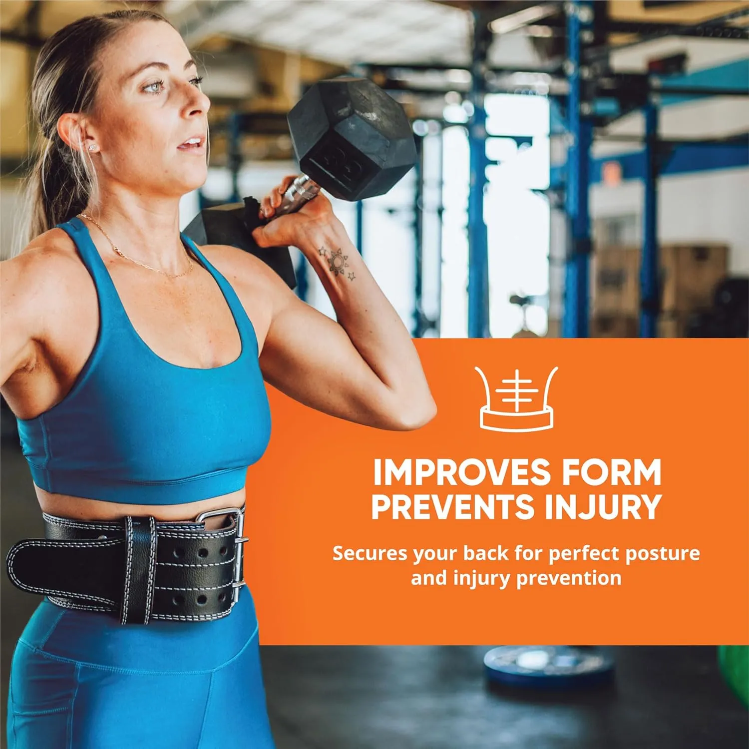 ProFitness Weight Lifting Belt (5mm Thick) - Leather Weight Belt for Men & Women - Back Support Squat Belt - Gym Belt for Weightlifting, Powerlifting & Deadlifts | Adjustable Weightlifting Belt