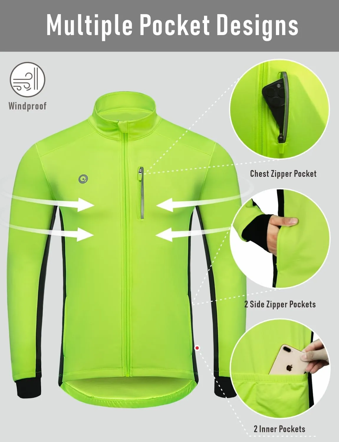 Przewalski Cycling Bike Jackets for Men Winter Thermal Running Jacket Windproof Breathable Reflective Softshell Windbreaker