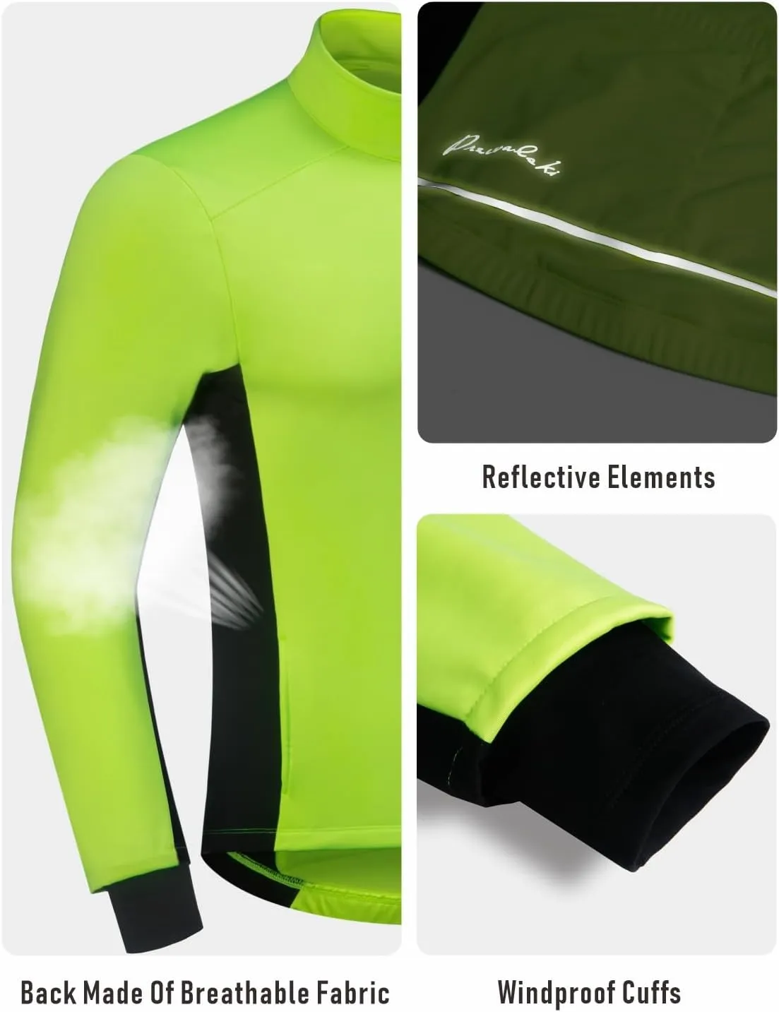 Przewalski Cycling Bike Jackets for Men Winter Thermal Running Jacket Windproof Breathable Reflective Softshell Windbreaker