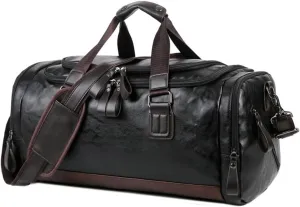 PTEXTU Pu Leather Large Capacity Bag Men's Business Trip Duffel Travel Backpack Hand Bill Shoulder Duffel Bag