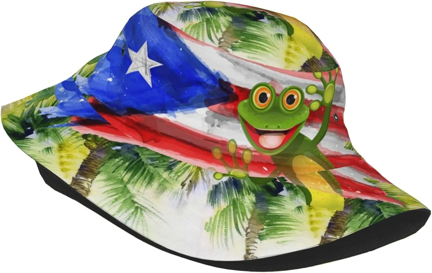 Puerto Rico Bucket Hat Sun Hat Beach Funny Fisherman Cap Packable Outdoor Sun Caps for Men Women,One Size