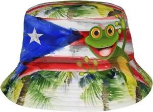 Puerto Rico Bucket Hat Sun Hat Beach Funny Fisherman Cap Packable Outdoor Sun Caps for Men Women,One Size