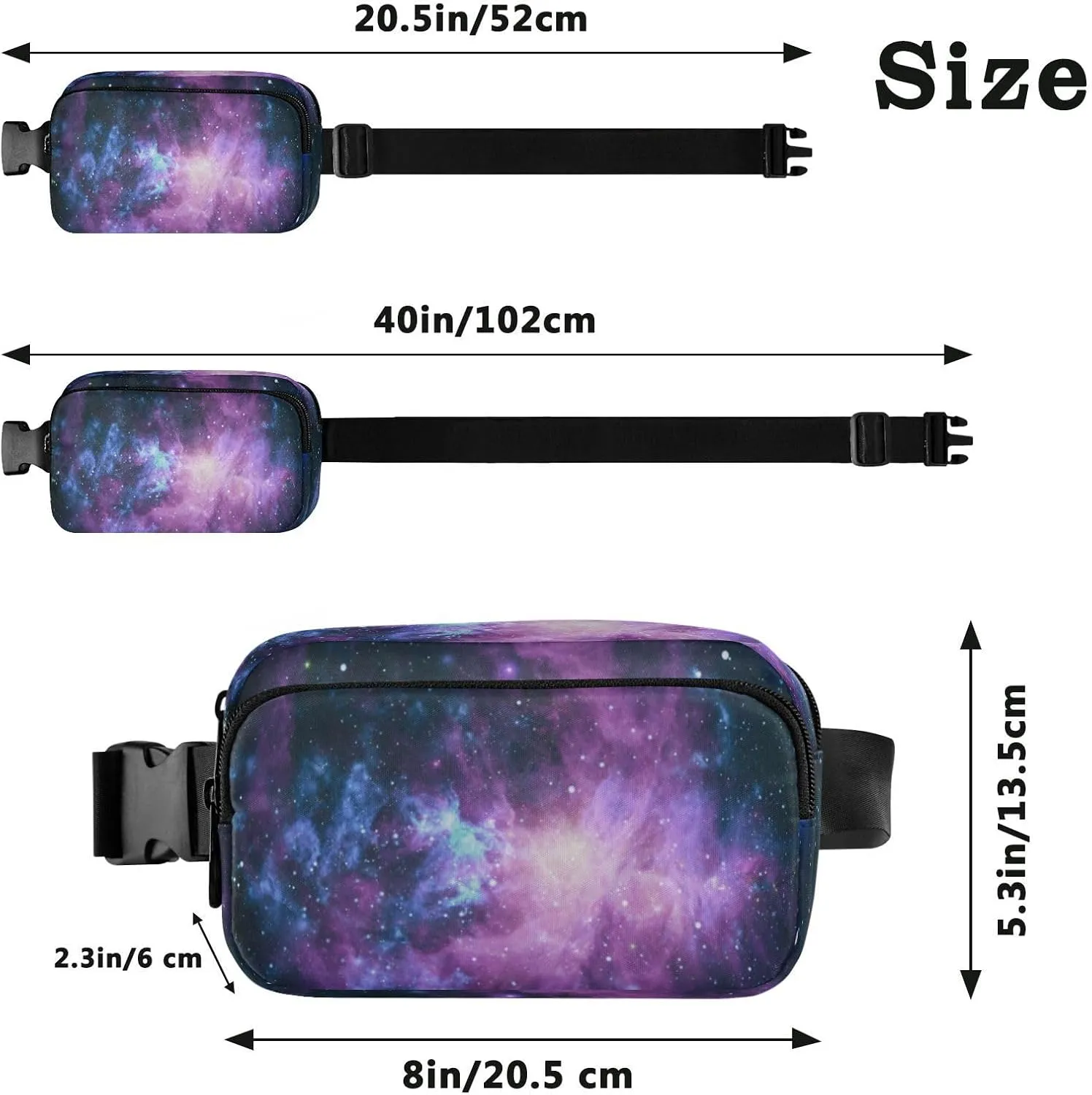 Purple Galaxy Space Fanny Pack Crossbody Bags for Women Men Belt Bag Waterproof Fashion Waist Packs Unisex with Adjustable Strap for Running Workout Travel Hiking Cycling