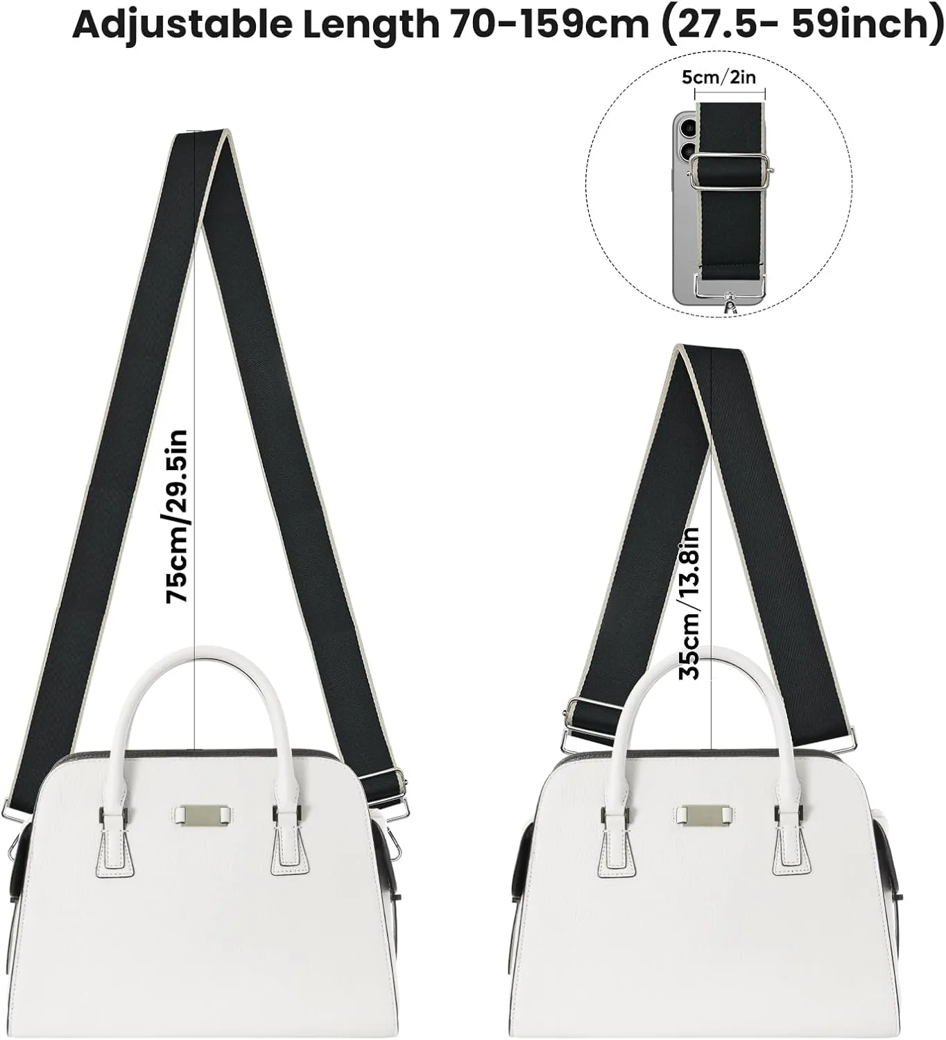 Purse Strap Replacement Crossbody, Wide Shoulder Bag Strap for Handbag, Tote Strap Adjustable