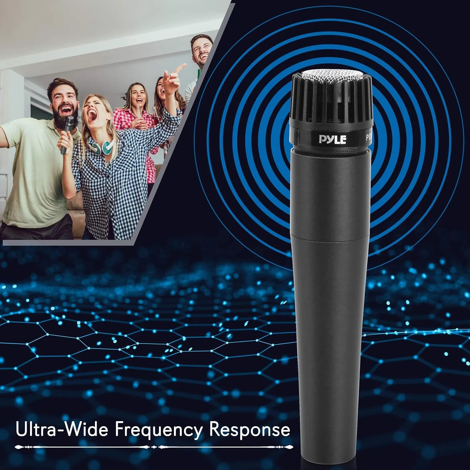 PylePro Dynamic Handheld Microphone, Professional Moving Coil Mic with Built-in Pop Filter, Wide Frequency Response, High Signal Output, Rugged Design, Low Noise Circuitry, 15' ft. XLR Cable Included