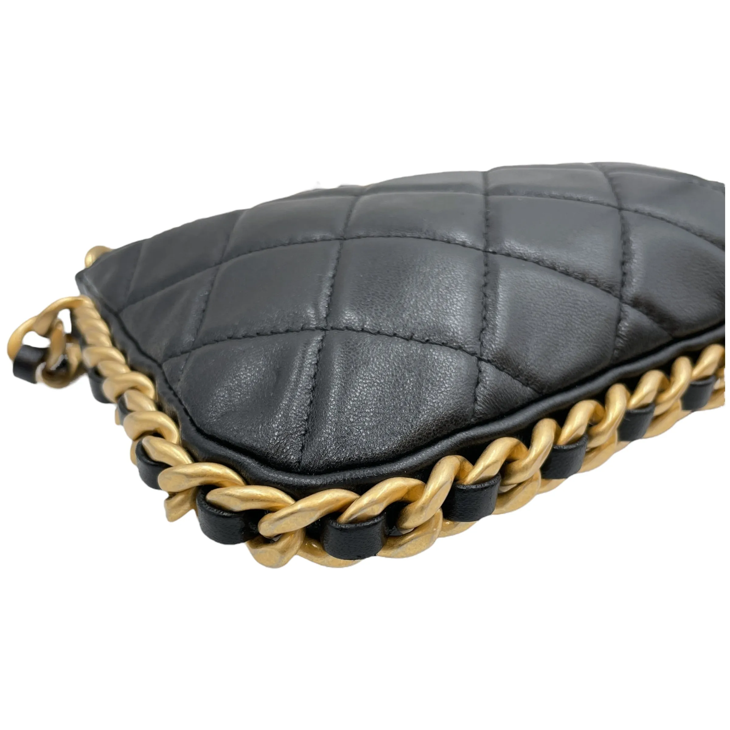 Quilted Mini Black Crossbody Bag in Lambskin, Gold hardware