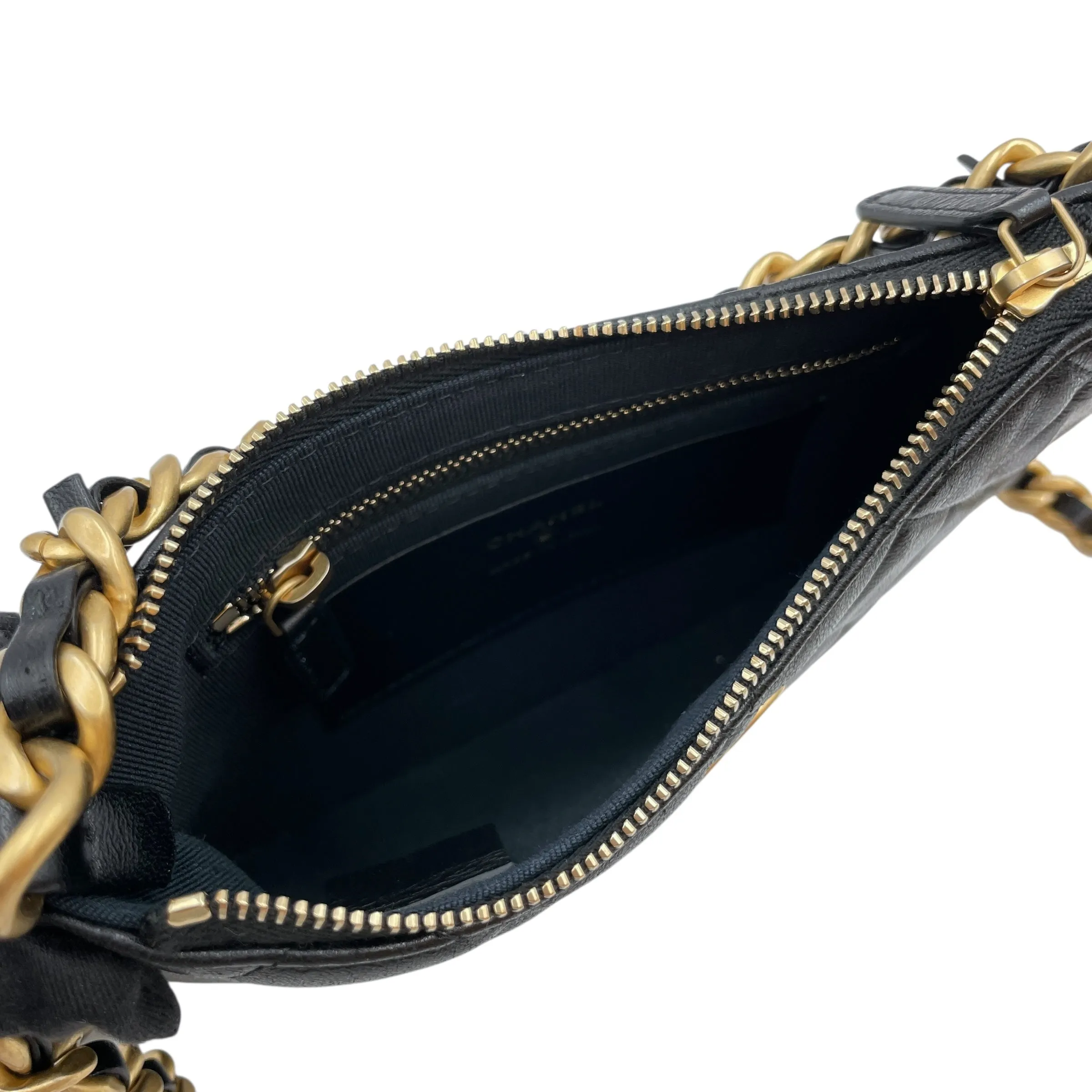 Quilted Mini Black Crossbody Bag in Lambskin, Gold hardware