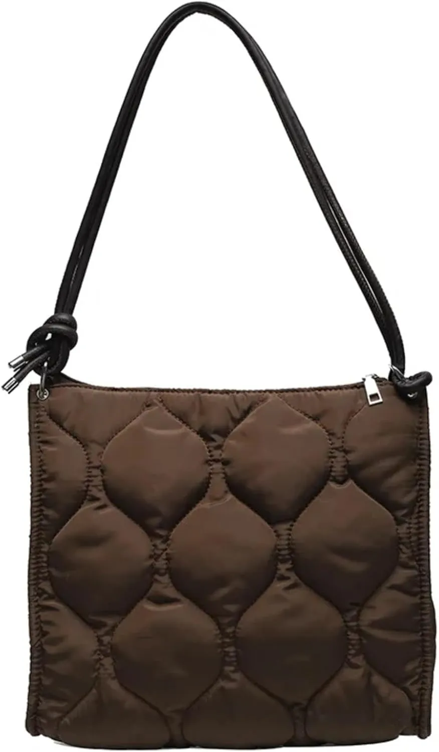 Quilted Padded Women Shoulder Bags Nylon Crossbody Bag Down Cotton Lady Handbags Large Tote Purses Winter (Black)