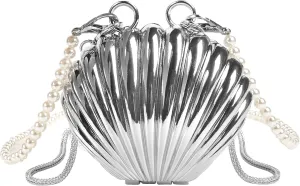 QZUnique Mini Evening Bag Metal Purse Crossbody Handbag for Girls Kid Women Bowknot Shell Heart Star Shoulder Bag for Wedding