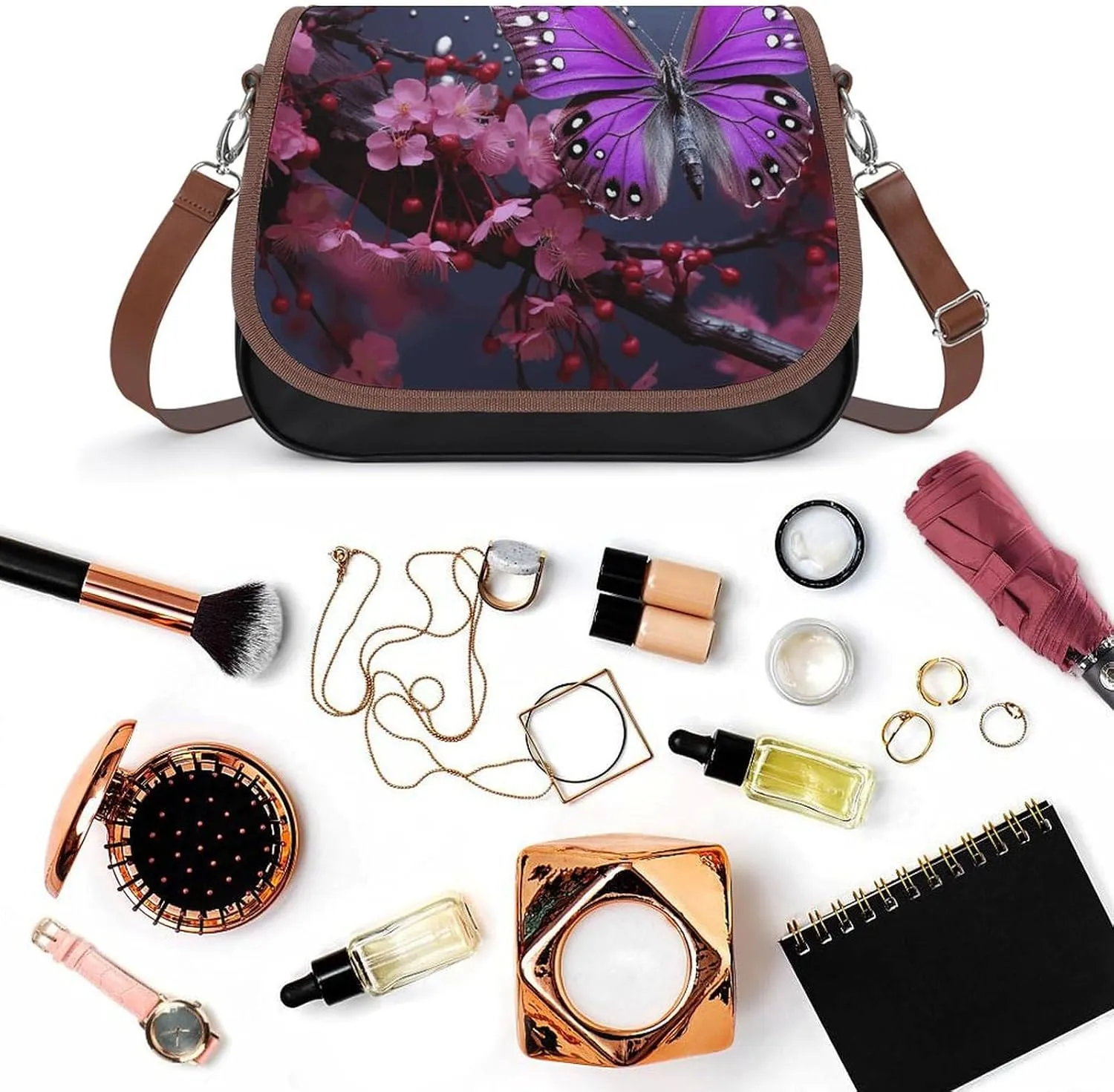 Rainbow Color Stripe Crossbody Bags for Women Travel Shoulder Bag Small Leather Cross Body Handbags