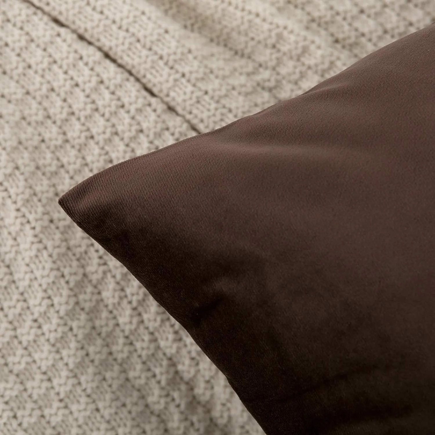 RainRoad Brown Throw Pillows Covers Set of 2 Soft Velvet Decorative Pillow Covers 20x20 Inch for Couch Bed(Brown-Velvet, 20" x 20"(Pack of 2))