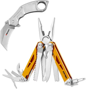 Rblack 21-in-1 Multitool Pliers and Karambit Folding Knife, Great Multitool with EDC Knife Set