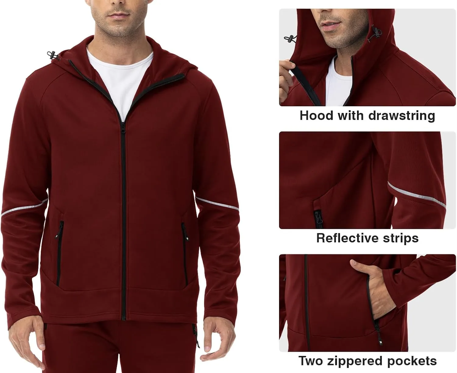 Rdruko Men's Track Suits 2 Piece Set Sweatsuits Jogging Workout Gym Warm Up Sportswear Suits with Hoodie