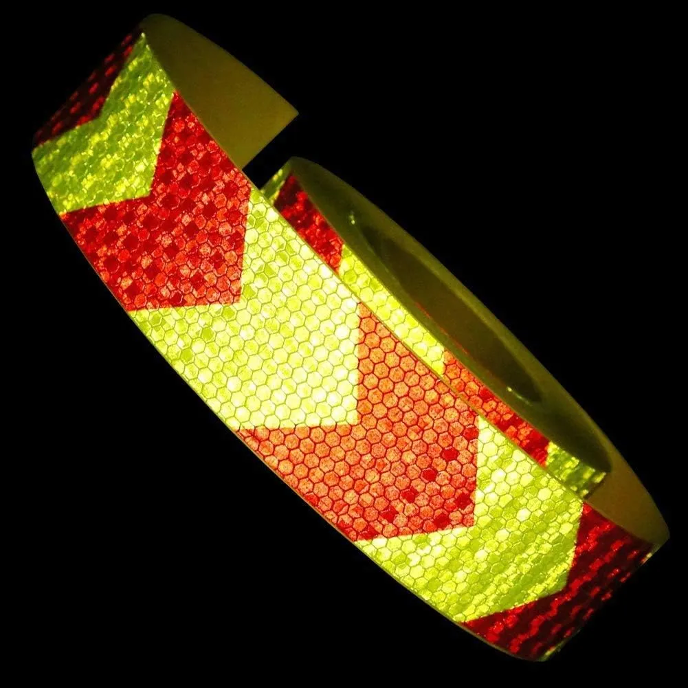 Reflective Tape Waterproof High Visibility Red & Yellow, Industrial Marking Tape Heavy Duty Hazard Caution Warning Safety Adhesive Tape Outdoor 2 Inch by 150 Feet