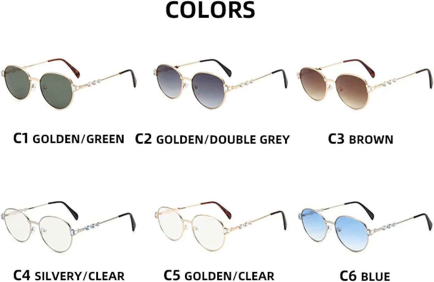 Retro Round Metal-frame Sunglasses. Stylish and Luxurious, Providing Sun Protection.