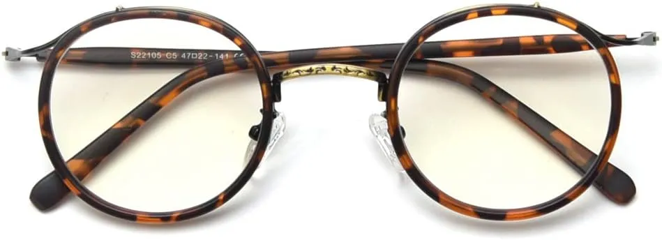 Retro Style Vintage Round Glasses Frame Acetate Clear Lens Optical Eyewear