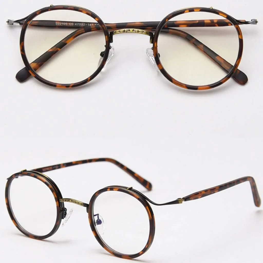 Retro Style Vintage Round Glasses Frame Acetate Clear Lens Optical Eyewear