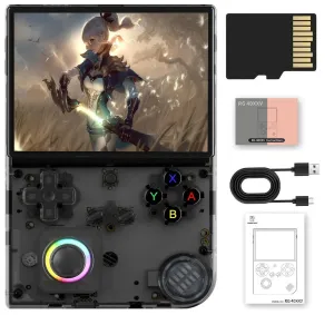 RG40XX V Retro Handheld Game Console , RG40XXV 4.0 Inch IPS Screen Linux System Built-in 64G TF Card 5017 Games Support TV Output 5G WiFi Bluetooth 4.2(Transparent Black)